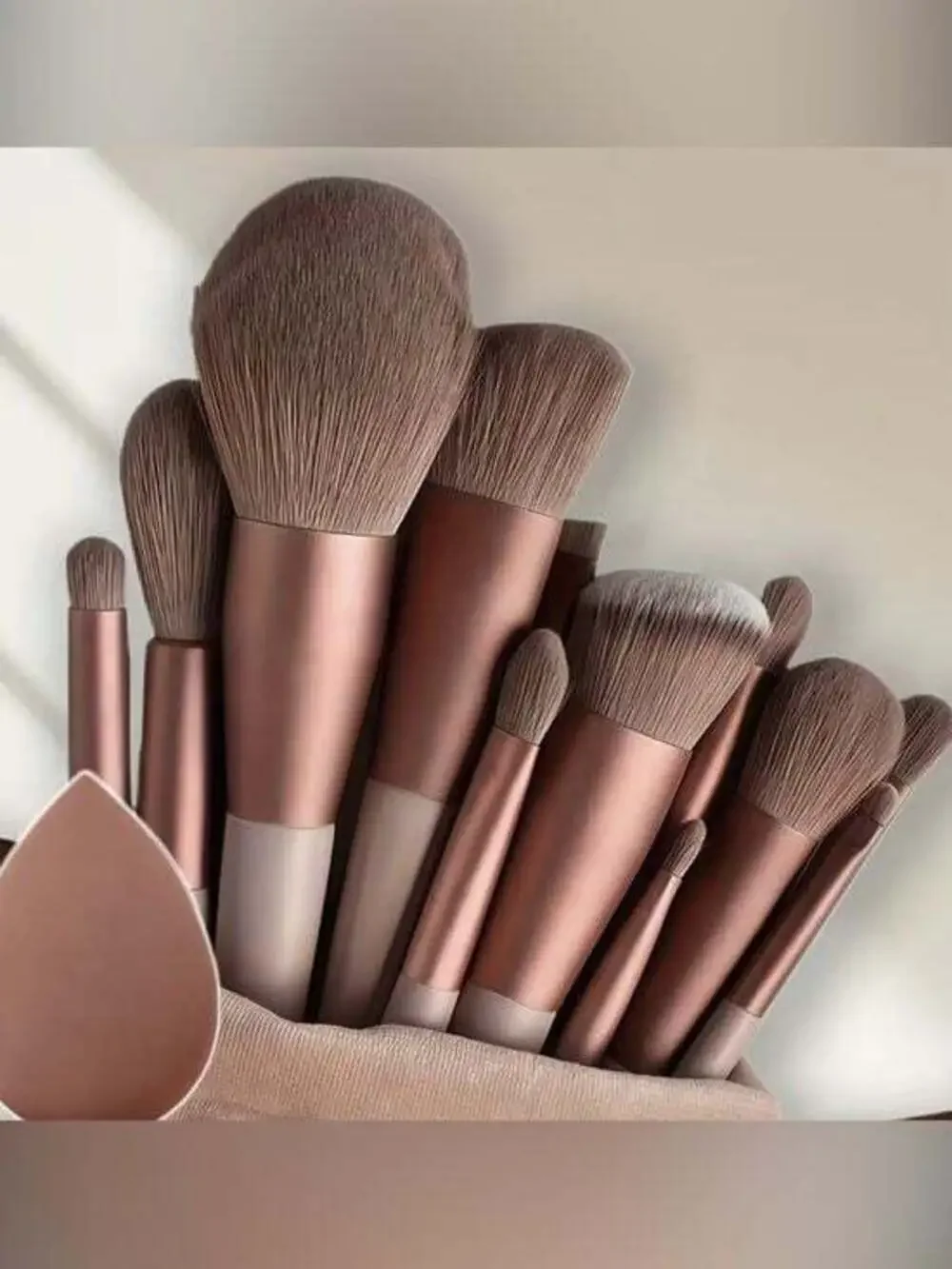Rose Metallic 10-Piece Women’s Makeup Brush Set with Sponge